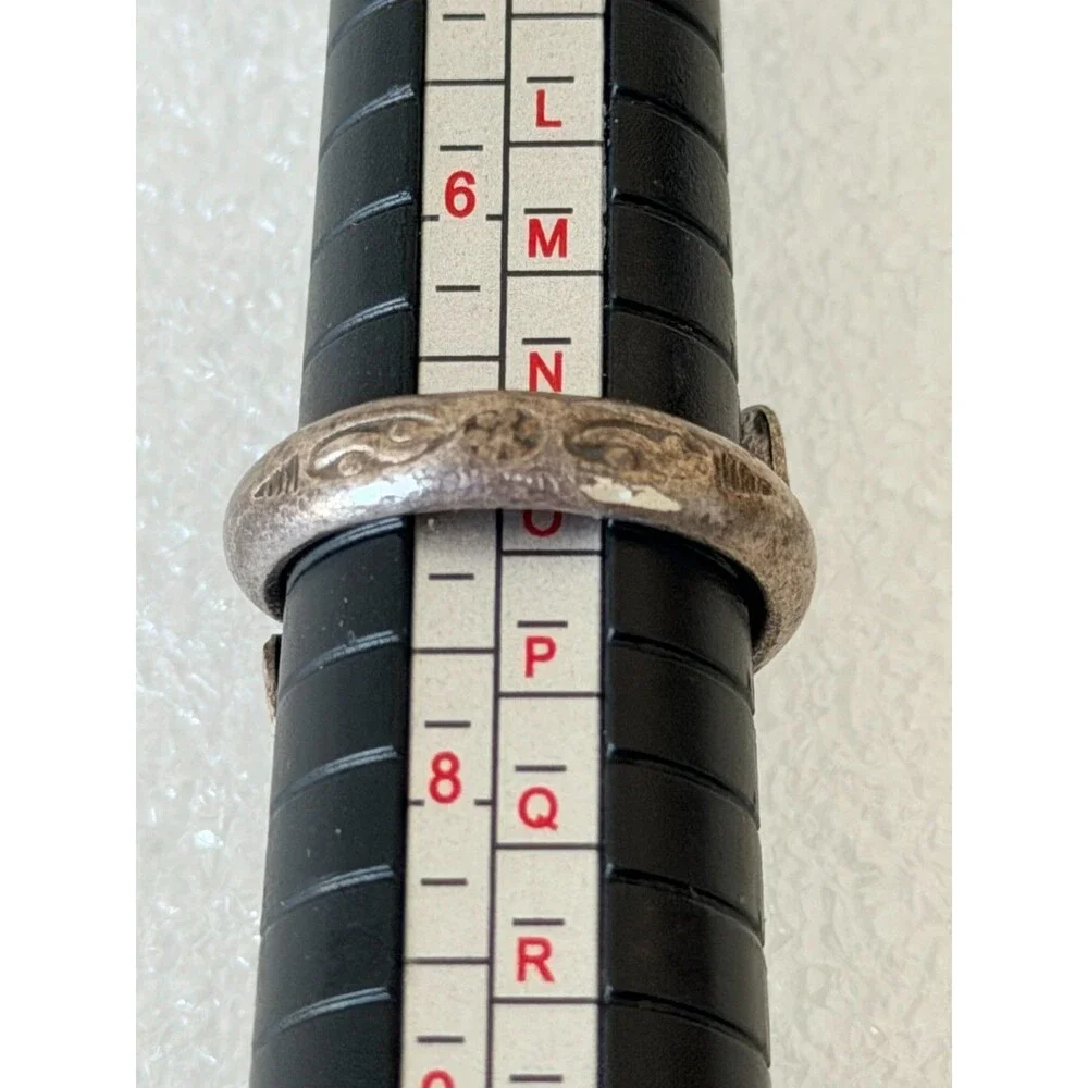 Vintage Heavy Solid Silver Tribal Ethnic Wrap Ring Size 7 Tested High Purity